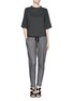 Figure View - Click To Enlarge - 3.1 PHILLIP LIM - Silk sleeve jersey baseball T-shirt