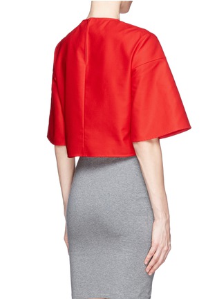 Back View - Click To Enlarge - ALEXANDER MCQUEEN - Cotton piqué wide sleeve cropped top