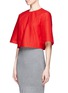 Front View - Click To Enlarge - ALEXANDER MCQUEEN - Cotton piqué wide sleeve cropped top