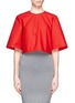 Main View - Click To Enlarge - ALEXANDER MCQUEEN - Cotton piqué wide sleeve cropped top