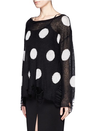 Front View - Click To Enlarge - WILDFOX COUTURE - Metallic polka dot distressed sweater