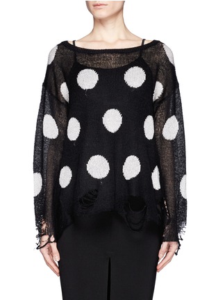 Main View - Click To Enlarge - WILDFOX COUTURE - Metallic polka dot distressed sweater