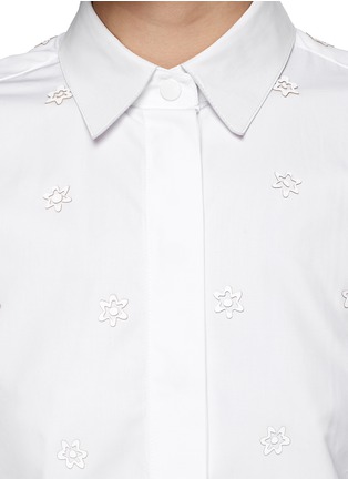 Detail View - Click To Enlarge - RAG & BONE - Dixie leather collar and floral appliqué shirt