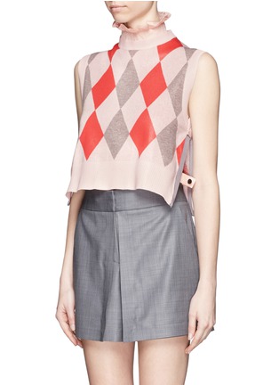 Front View - Click To Enlarge - SACAI - Diamond knit sleeveless top