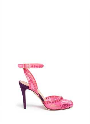 Main View - Click To Enlarge - CHARLOTTE OLYMPIA - 'Soho' lace and stud peep toe pumps