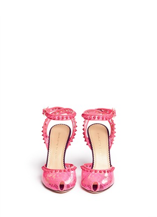 Figure View - Click To Enlarge - CHARLOTTE OLYMPIA - 'Soho' lace and stud peep toe pumps