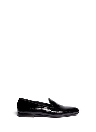Main View - Click To Enlarge - GIORGIO ARMANI SHOES - Chevron embossed patent leather slip-ons