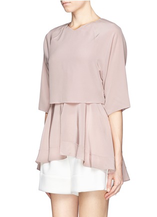 Front View - Click To Enlarge - CHLOÉ - Flare hem double layer silk blouse