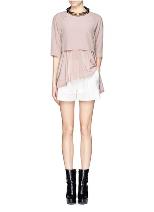 Figure View - Click To Enlarge - CHLOÉ - Flare hem double layer silk blouse