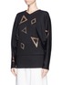 Front View - Click To Enlarge - CHLOÉ - Geometric lace dolman sleeve sweatshirt