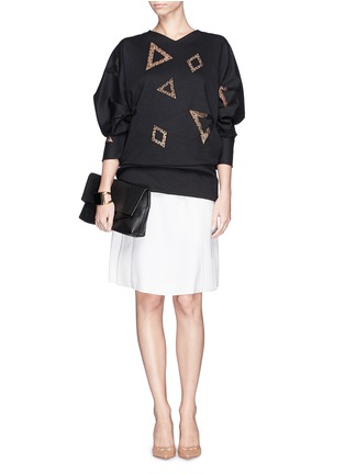 Figure View - Click To Enlarge - CHLOÉ - Geometric lace dolman sleeve sweatshirt