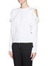 Front View - Click To Enlarge - CHLOÉ - Cutout shoulder silk ruffle top