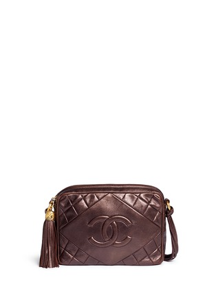 Main View - Click To Enlarge - VINTAGE CHANEL - Metallic quilted leather tassel bag