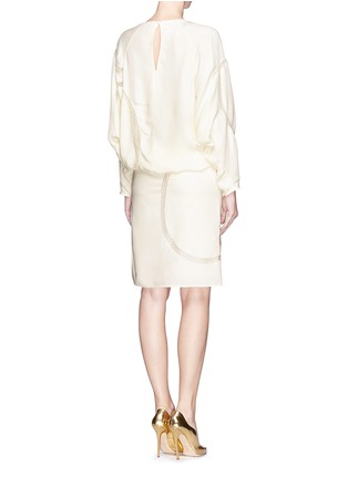 Back View - Click To Enlarge - CHLOÉ - Embroidery lace trim silk crepe dress