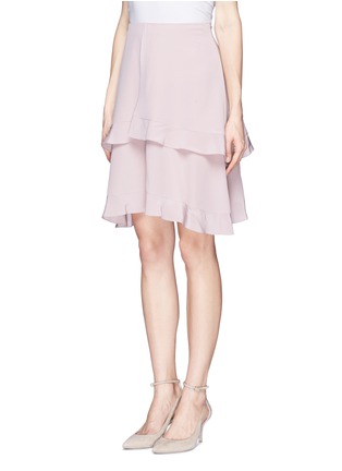 Front View - Click To Enlarge - CHLOÉ - Double layer ruffle silk skirt