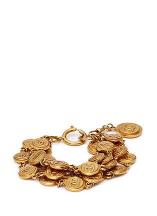 Main View - Click To Enlarge - VINTAGE CHANEL - Logo coin charm multi chain bracelet