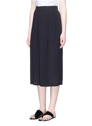 Front View - Click To Enlarge - VINCE - Pleated silk crepe culottes