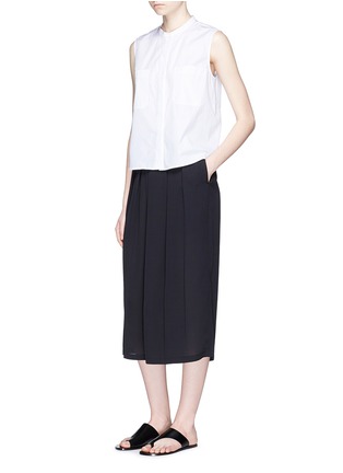 Figure View - Click To Enlarge - VINCE - Pleated silk crepe culottes