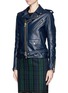 Front View - Click To Enlarge - SACAI - Peplum back leather biker jacket
