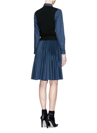 Figure View - Click To Enlarge - SACAI - Wool pleat combo shirt dress