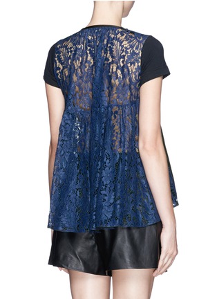 Back View - Click To Enlarge - SACAI - Floral lace back T-shirt with faux pearl chain necklace