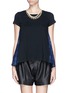 Main View - Click To Enlarge - SACAI - Floral lace back T-shirt with faux pearl chain necklace