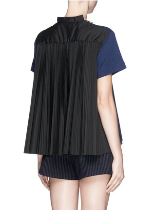 Back View - Click To Enlarge - SACAI - Pleat poplin back chain neck T-shirt