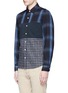 Front View - Click To Enlarge - NANAMICA - Check plaid patchwork shirt