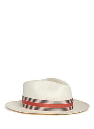 Main View - Click To Enlarge - MY BOB - 'Jungla' stripe ribbon band straw Panama hat