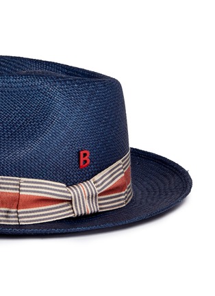 Detail View - Click To Enlarge - MY BOB - '24 Hours' stripe ribbon band straw Panama hat