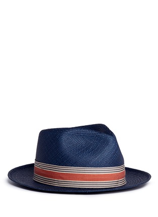 Main View - Click To Enlarge - MY BOB - '24 Hours' stripe ribbon band straw Panama hat