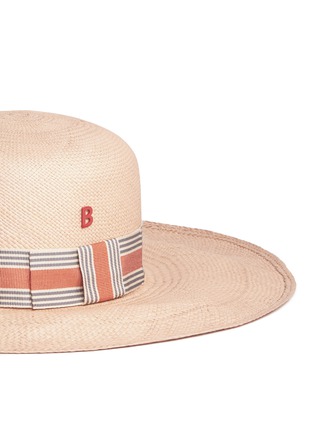 Detail View - Click To Enlarge - MY BOB - Stripe ribbon band straw capeline hat