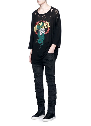 Figure View - Click To Enlarge - BEN TAVERNITI UNRAVEL PROJECT  - Skull snake print distressed T-shirt