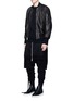 Figure View - Click To Enlarge - BEN TAVERNITI UNRAVEL PROJECT  - Hoodie overlay drop crotch knit pants
