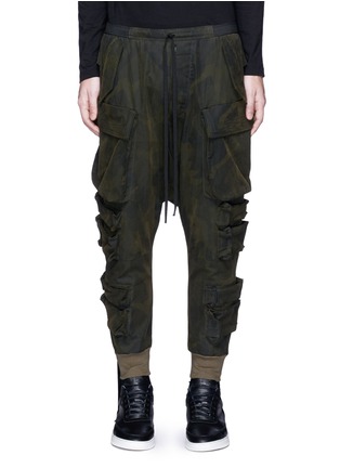Main View - Click To Enlarge - BEN TAVERNITI UNRAVEL PROJECT  - Camouflage print drop crotch cargo pants