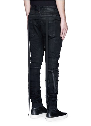 Back View - Click To Enlarge - BEN TAVERNITI UNRAVEL PROJECT  - Distort Parachute' ribbon strap distressed jeans