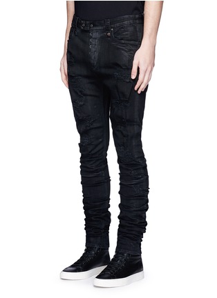 Front View - Click To Enlarge - BEN TAVERNITI UNRAVEL PROJECT  - Distort Parachute' ribbon strap distressed jeans