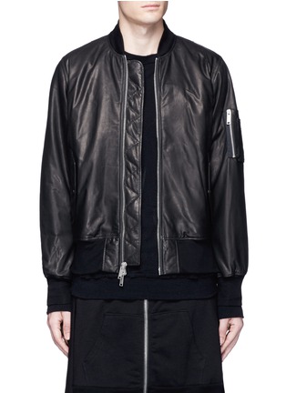 Main View - Click To Enlarge - BEN TAVERNITI UNRAVEL PROJECT  - 'Seta' leather bomber jacket