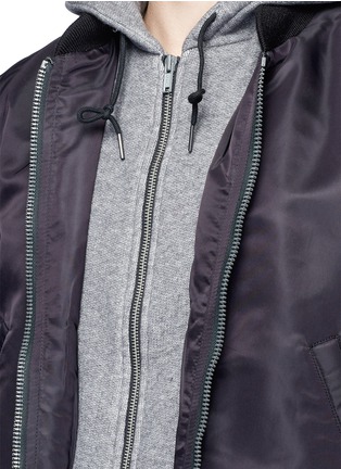 Detail View - Click To Enlarge - R13 - Jersey hood nylon zip flight jacket