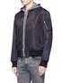 Front View - Click To Enlarge - R13 - Jersey hood nylon zip flight jacket