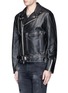 Front View - Click To Enlarge - R13 - U.S. pin contrast zip calf leather moto jacket