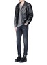 Figure View - Click To Enlarge - R13 - U.S. pin contrast zip calf leather moto jacket