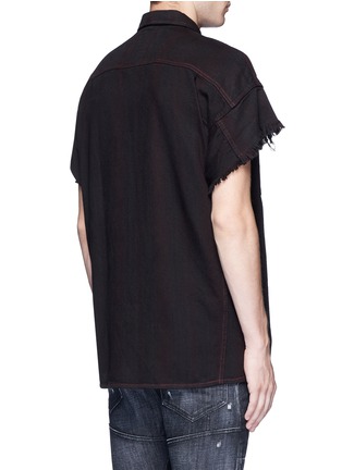 Back View - Click To Enlarge - R13 - Oversized frayed cuff cotton shirt