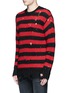 Front View - Click To Enlarge - R13 - Oversize distressed stripe Merino wool blend sweater