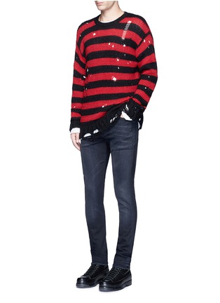 Figure View - Click To Enlarge - R13 - Oversize distressed stripe Merino wool blend sweater