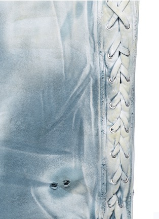 Detail View - Click To Enlarge - FAITH CONNEXION - Tie dye print lace-up side distressed cotton sweatshirt