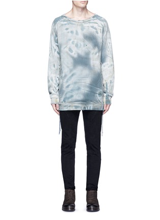 Main View - Click To Enlarge - FAITH CONNEXION - Tie dye print lace-up side distressed cotton sweatshirt