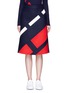 Main View - Click To Enlarge - COMME MOI - Patchwork stripe wool melton midi skirt