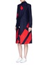 Figure View - Click To Enlarge - COMME MOI - Patchwork stripe wool melton midi skirt