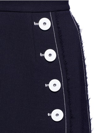 Detail View - Click To Enlarge - COMME MOI - Frayed button front mock wrap maxi skirt